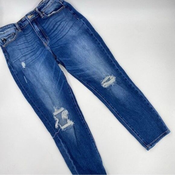 Kancan Milan High Rise Mom Jeans Distressed Busted Knee high rise - Picture 5 of 8